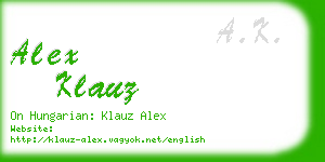 alex klauz business card